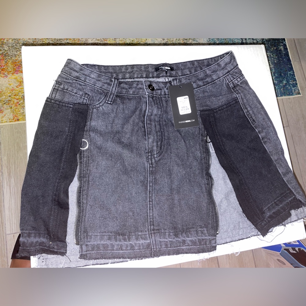 Black jean skirt with zipper sides